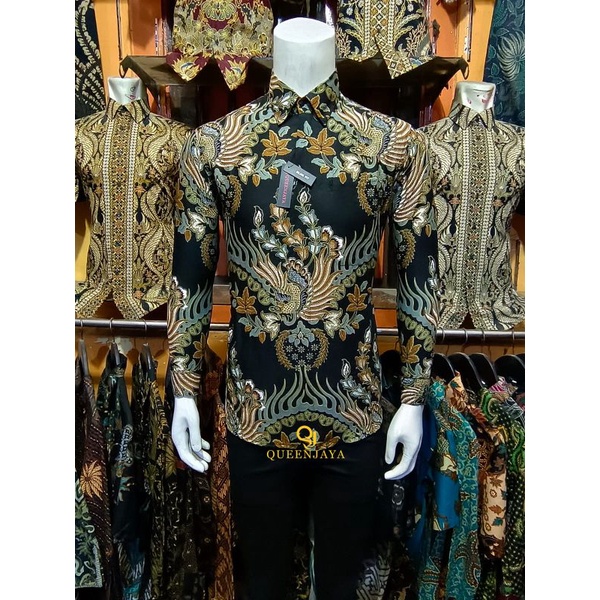 Baju batik slimfit kemeja pria lengan panjang