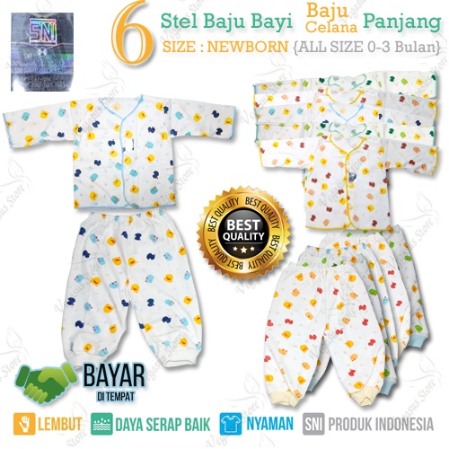 3-6 Set Baju Lengan Panjang Bayi &amp; Celana Panjang Bayi Shankusen Newborn(0-6Bulan) - 3-6Pasang-Vega5us Store(COD)