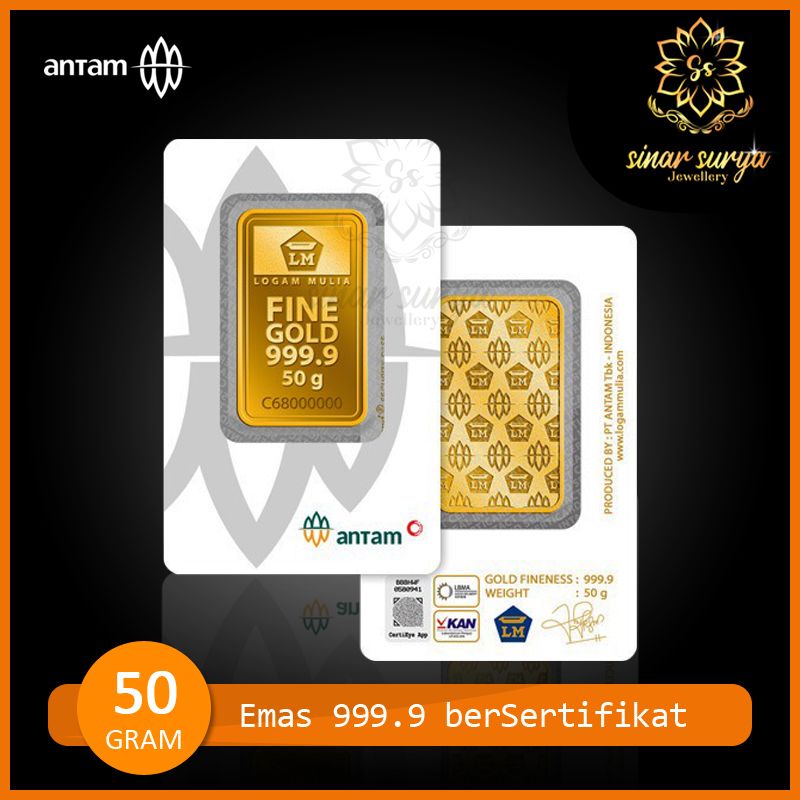 Emas ANTAM 50 Gram gr / 50GRAM LM Bersertifikat Certieye Terbaru