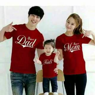 Kaos couple family super mom dad kid lengan pendek baju Kaos couple family super mom dad kid lengan pendek baju