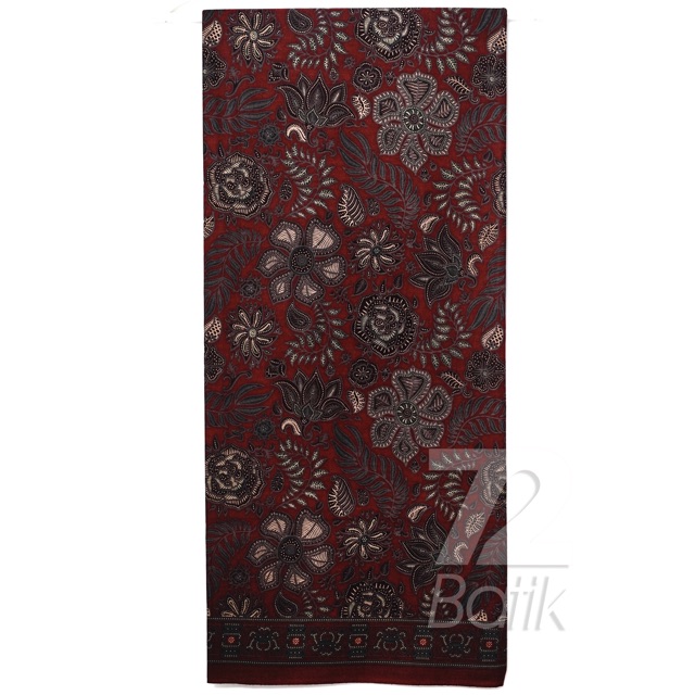 KAIN BATIK PREMIUM Bahan Katun Motif Kembang Warna Hitam Item Black Merah Maroon 726682 Cap 72 Jarik Jarit Samping Kebat Panjang Batik Katun Modern Premium Bahan Seragam Batik Pernikahan Kantor Keluarga Murah Kamen Jadi Batik Bali Lembaran