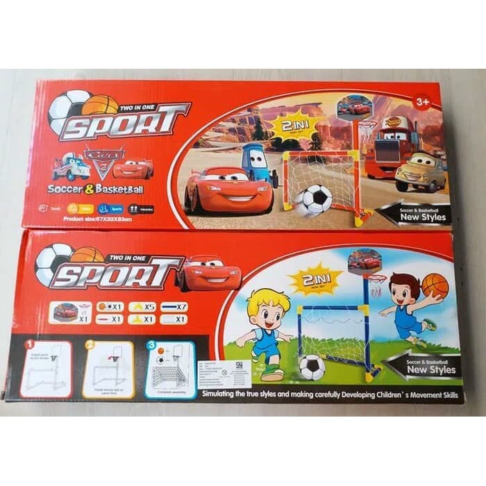 MAINAN SOCCER 2 IN 1 BASKET BALL AND FOOT BALL Motif CAR