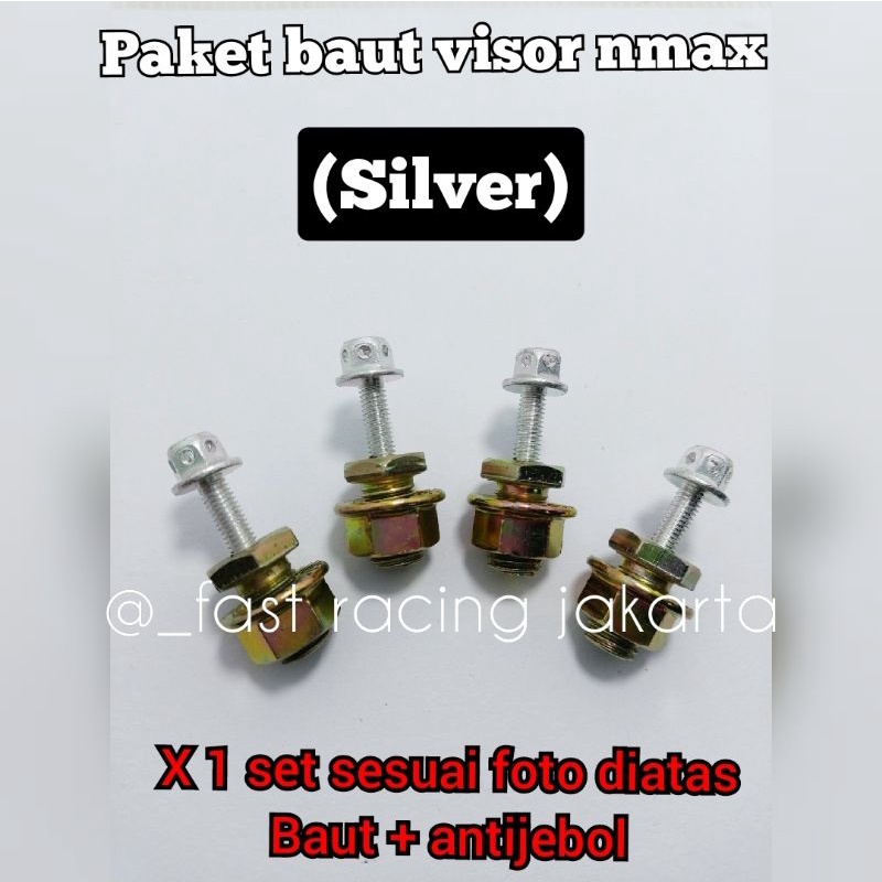 baut anti jebol 4biji + baut probolt 4biji silver baut visor nmax dan lexi