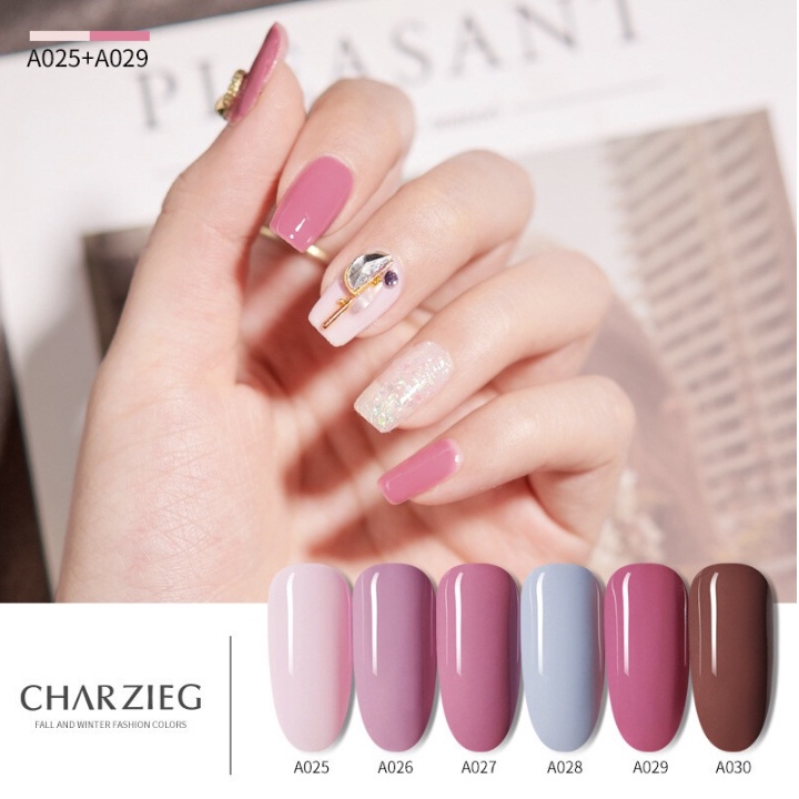 (1-50) CHARZIEG Kutek Soak Off Gel 15 ml Halal UV Polish Cat Kuku Tahan 2 Bulan KU007