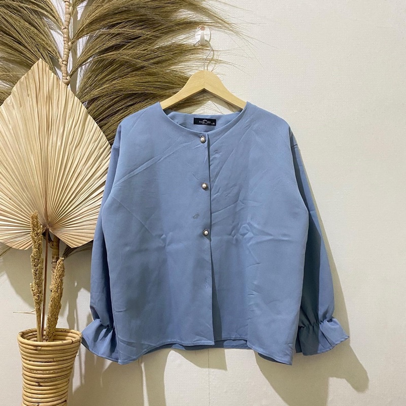 Thrift Kemeja Blouse Atasan Wanita Motif Polos Vintage - Batch 37 (B2-153 s/d B2-192)-B2-187