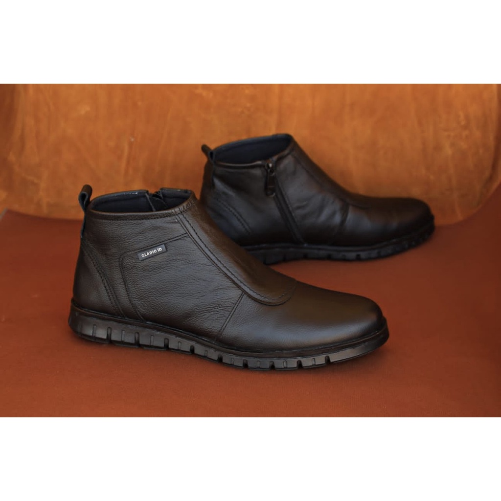 Sepatu Kerja Pantofel/Pantovel/Resmi/Dinas/PNS Resleting/High Kulit Asli Cowok/Pansus Pria Hitam Bla