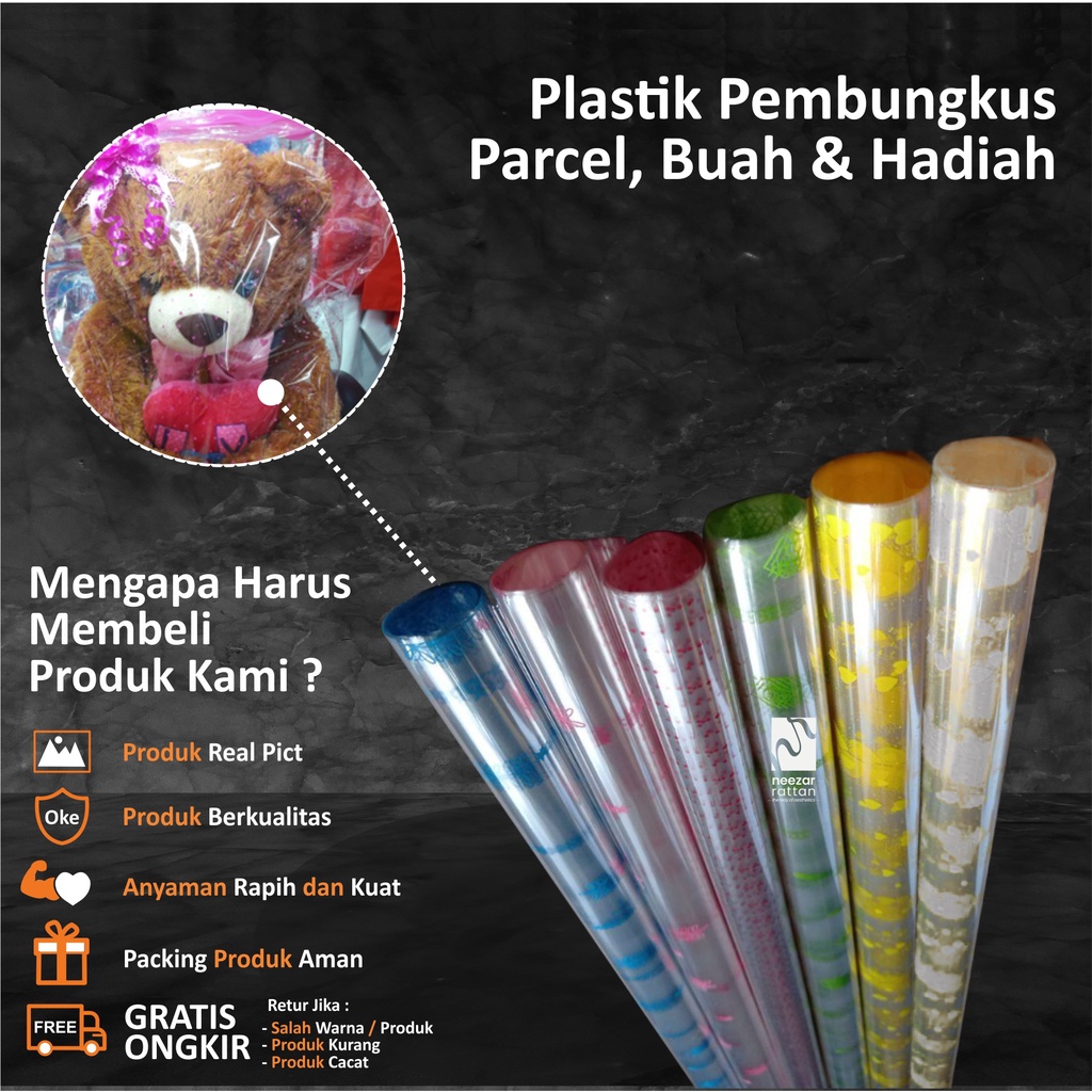 

Plastik Pembungkus Parcel Souvenir Lebaran Seserahan Ultah Motif Bening Boneka Bunga Murah