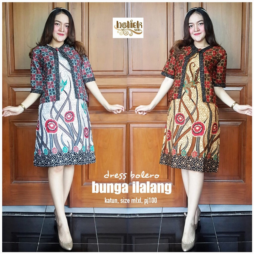 Couple Dress Bolero Bunga ilalang Sarimbit Batik Modern 