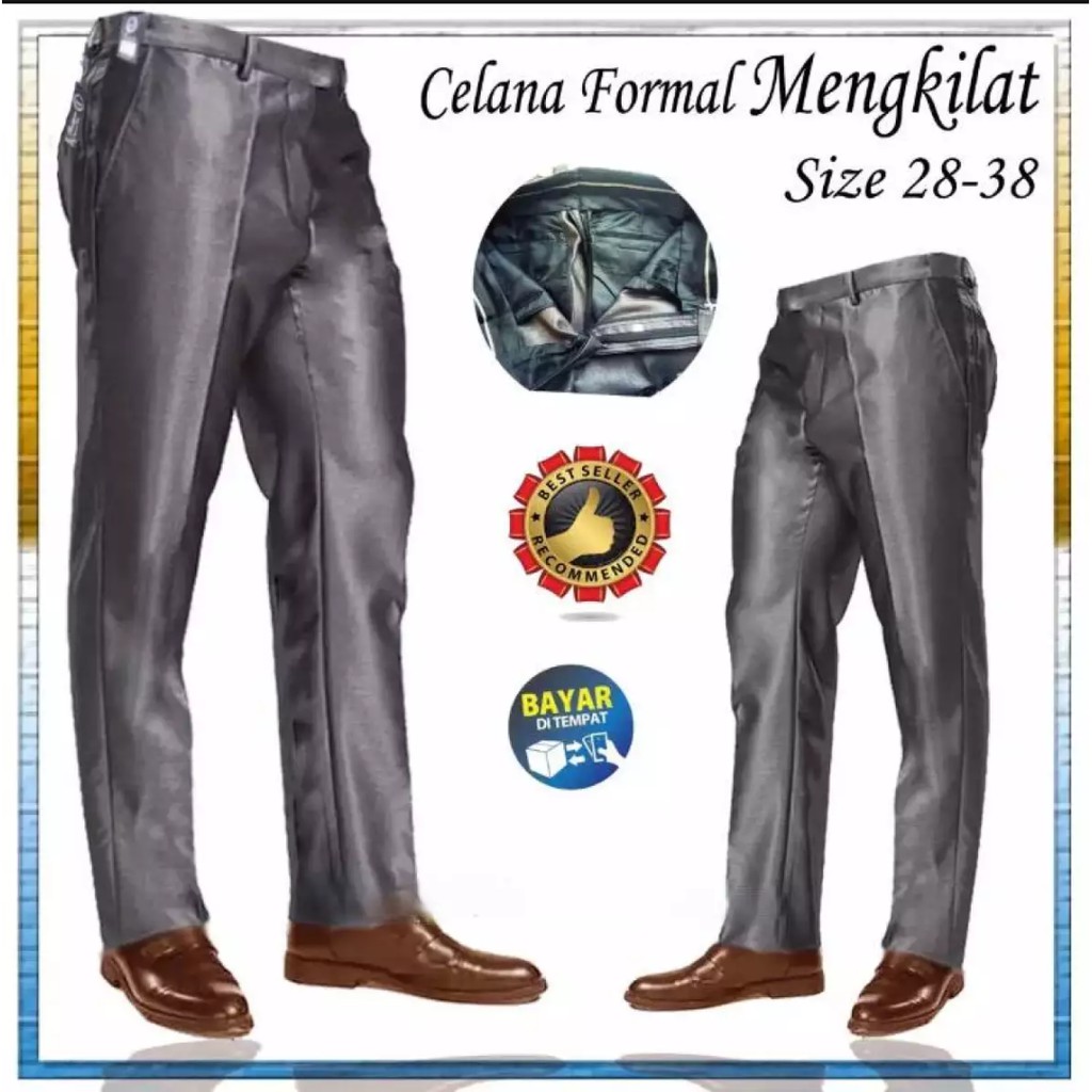 CELANA PRIA PANJANG FORMAL/CELANA BAHAN PRIA/CELANA BAHAN MENGKILAP METALIC/CELANA KANTOR