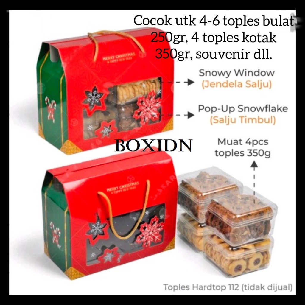 

Christmas Box Natal 4 toples 250gr bulat Box Natal 4 Toples 350gr Kotak Box Natal 6 toples 250gr bulat Dus natal Kotak Kue Natal Box Hampers Natal Dus Packaging natal Box Cookies Natal box souvenir natal box permen coklat natal Gable Box Natal