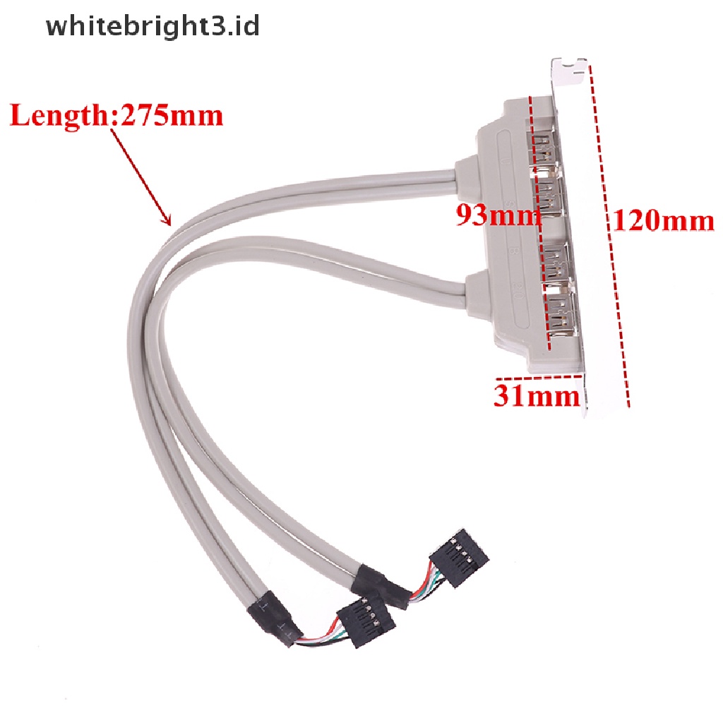 (whitebright3.id) Kabel Extension 4 Port USB 2.0 Ke 9 Pin Untuk Panel PC