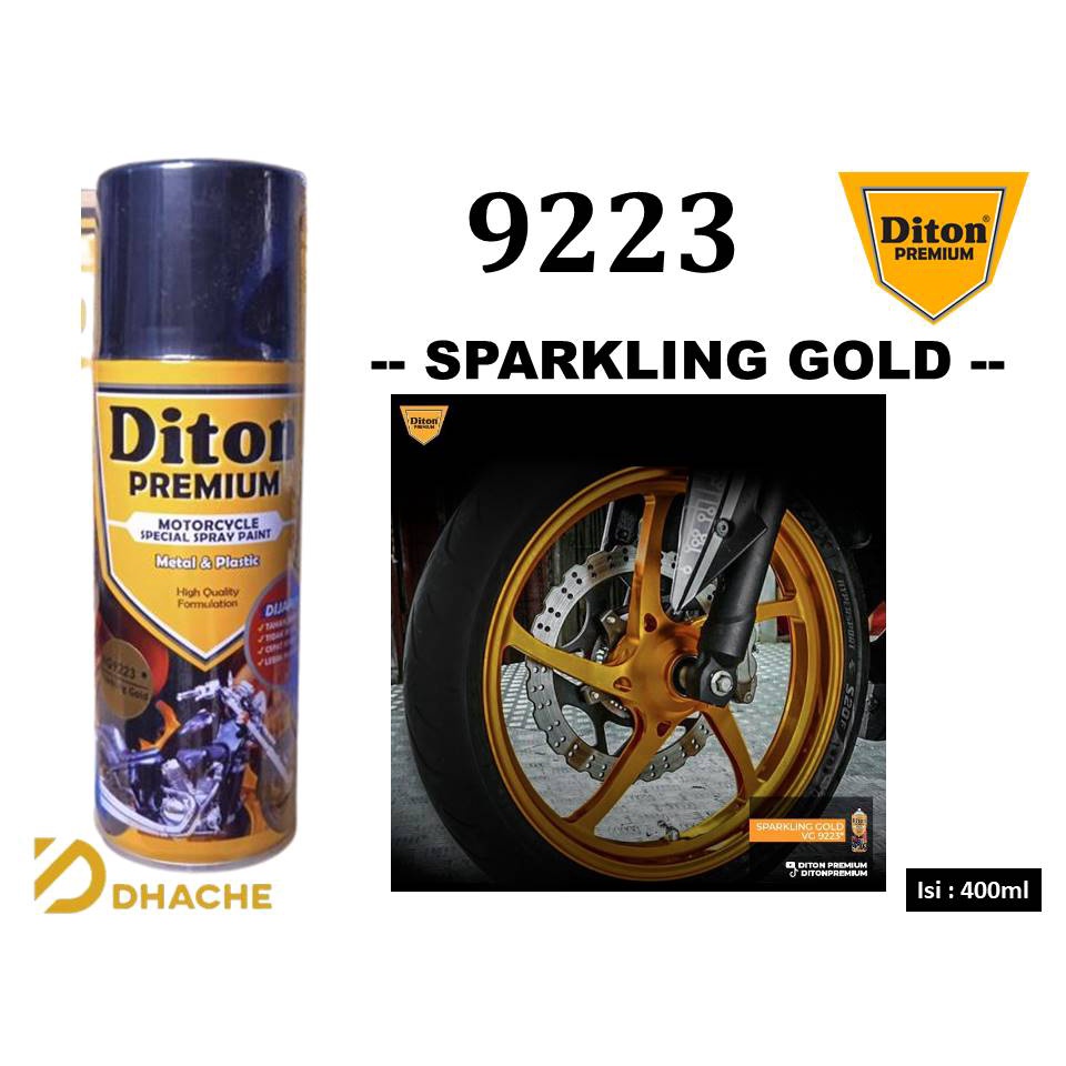 Cat Pilox Diton Premium 9223 Sparkling Gold 400cc Emas muda Metalik Pylox Pilok Sepeda Motor Mobil