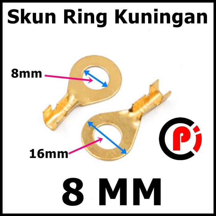 Skun Bulat 8 Mm Skun Aki 8Mm Skun Ring 8 Mm Terminal Kuningan