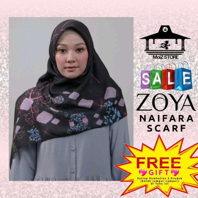 Zoya Naifara Scarf Jilbab Hijab Scraf Kerudung Krudung Krudungan Kerudungan Motif Segi Empat Segiemp