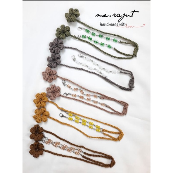 strap masker rajut | strap masker kristal | konektor masker