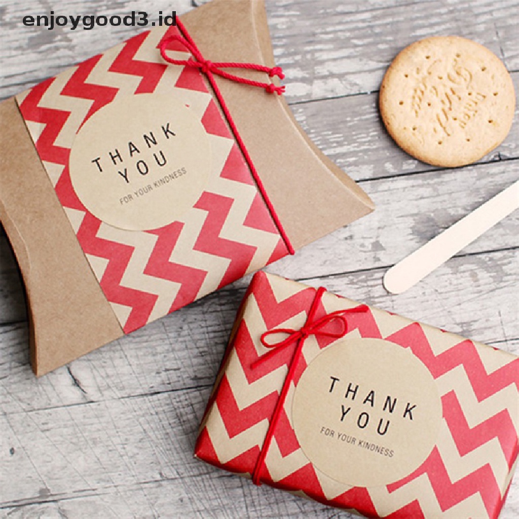 60pcs Stiker Kertas Kraft Tulisan Thank You Untuk Dekorasi Kue