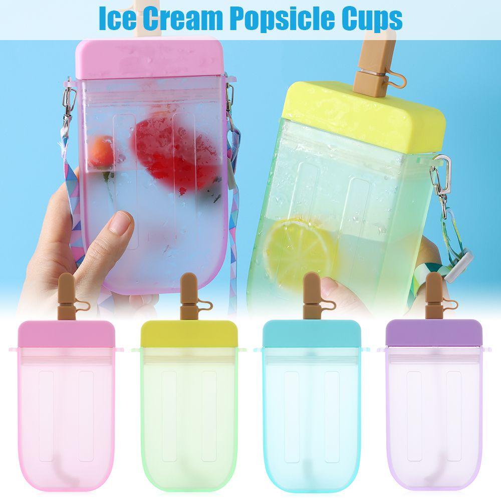 R-FLOWER Gelas Es Krim Popsicle Kawaii Drinkware Aksesoris Dapur Dengan Tali Gelas Minum