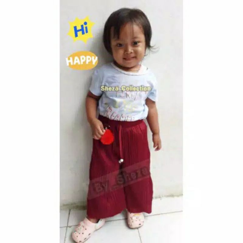 CELANA KULOT PLISKET TALI POMPOM ANAK/KULOT PLISKET ANAK(umur 2 - 7 th)