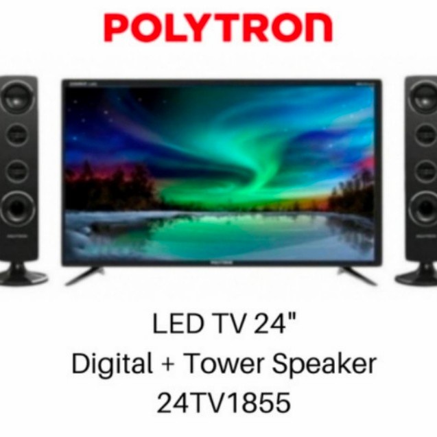 DIGTIAL LED TV POLYTRON 24&quot; 24TV1855 24 INCH USB MOVIE HD HDMI TOWER SPEAKER