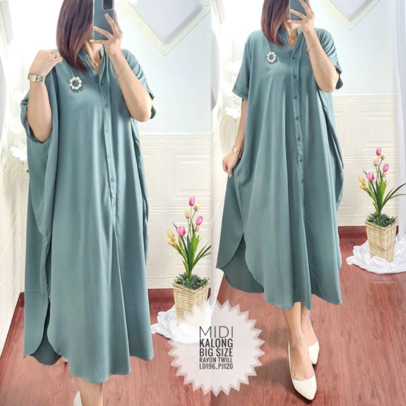 NEW READY MIDI KALONG BIG SIZE/MIDI DRESS BAHAN RAYON TWIL PREMIUM