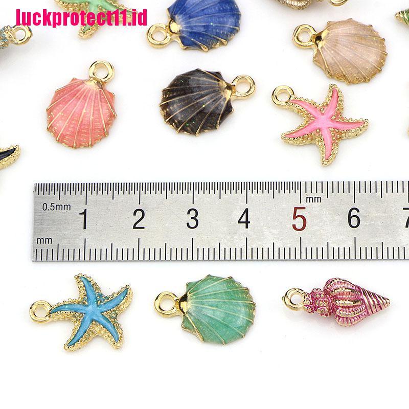 15 Pcs Liontin Enamel Bentuk Bintang Laut Dan Keong Untuk Kerajinan Perhiasan Charms