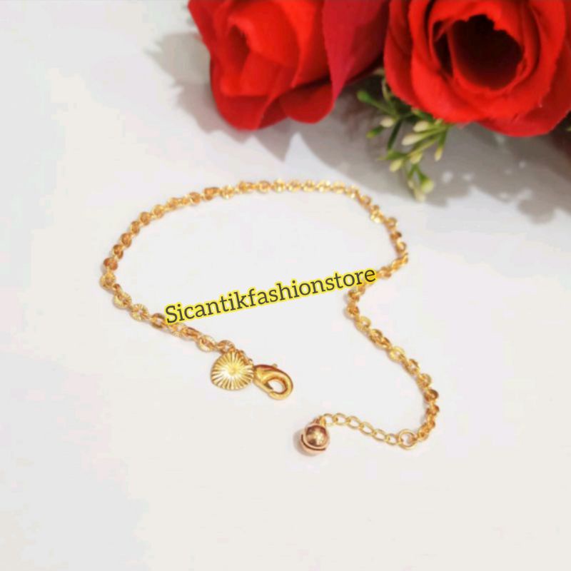 Gelang Titanium Pecah Kopi Gold 18CM Fashion Wanita Terlaris Anti Karat Gelang Wanita Nuri Gold