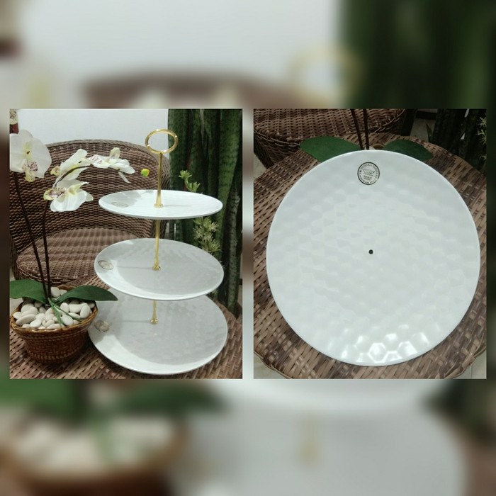 Cake Stand / Piring Saji Kue / Buah / Snack Melamin 3 Susun Cantik