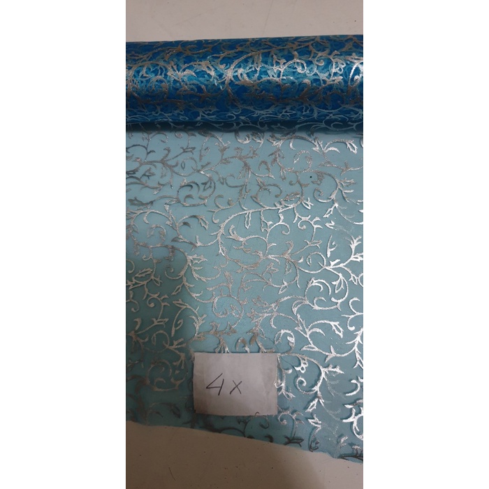 

Kain Kaca Organdi Motif Souvenir Craft Hotprint Silver Biru 055