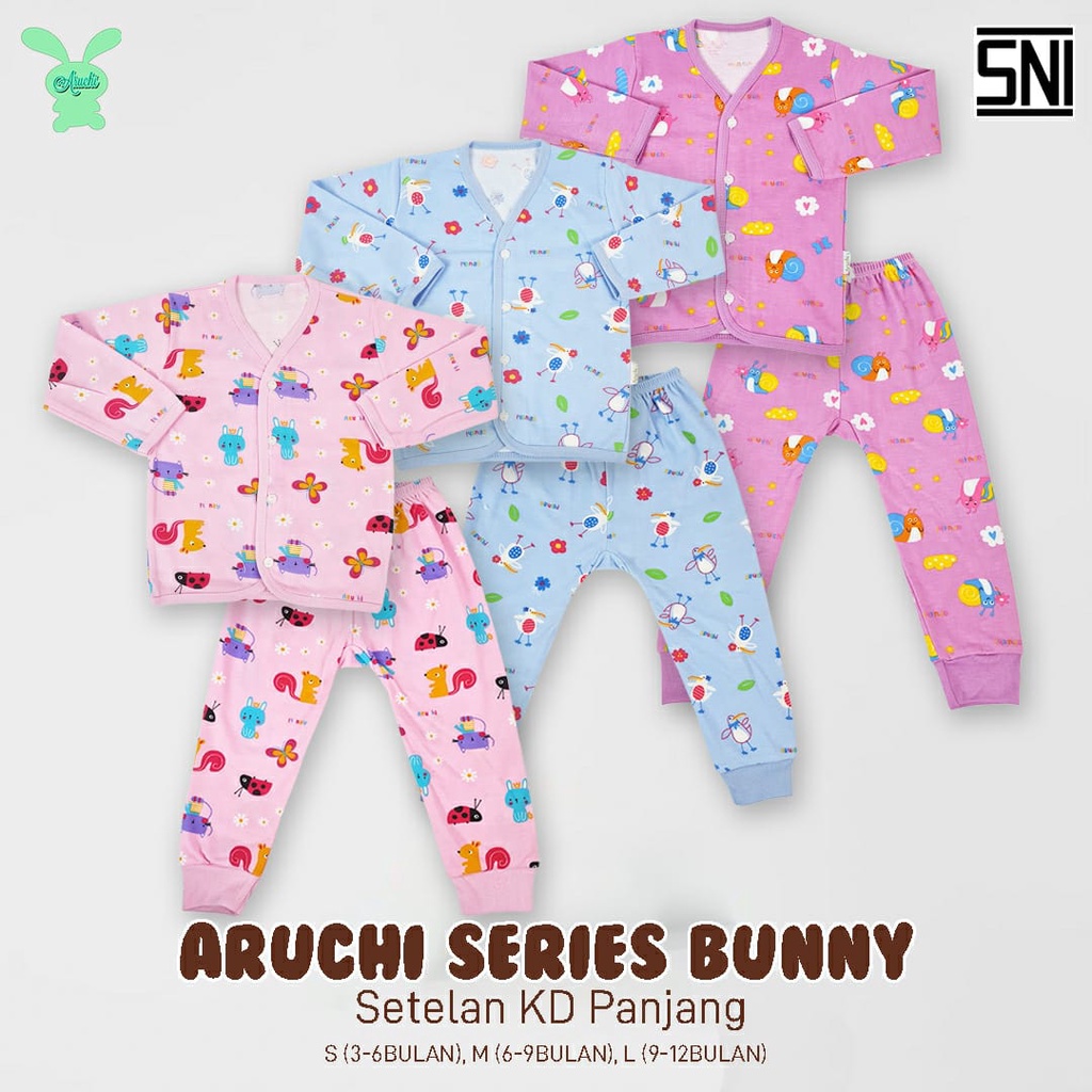 Aruchi Baby Setelan Panjang Kc depan Motif SML - Baju Bayi /Piyama Bayi