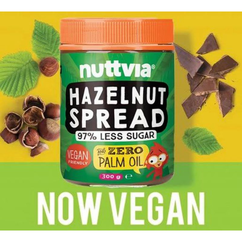 

Nuttvia Hazelnut Spread Vegan 600gr/Less sugar/import