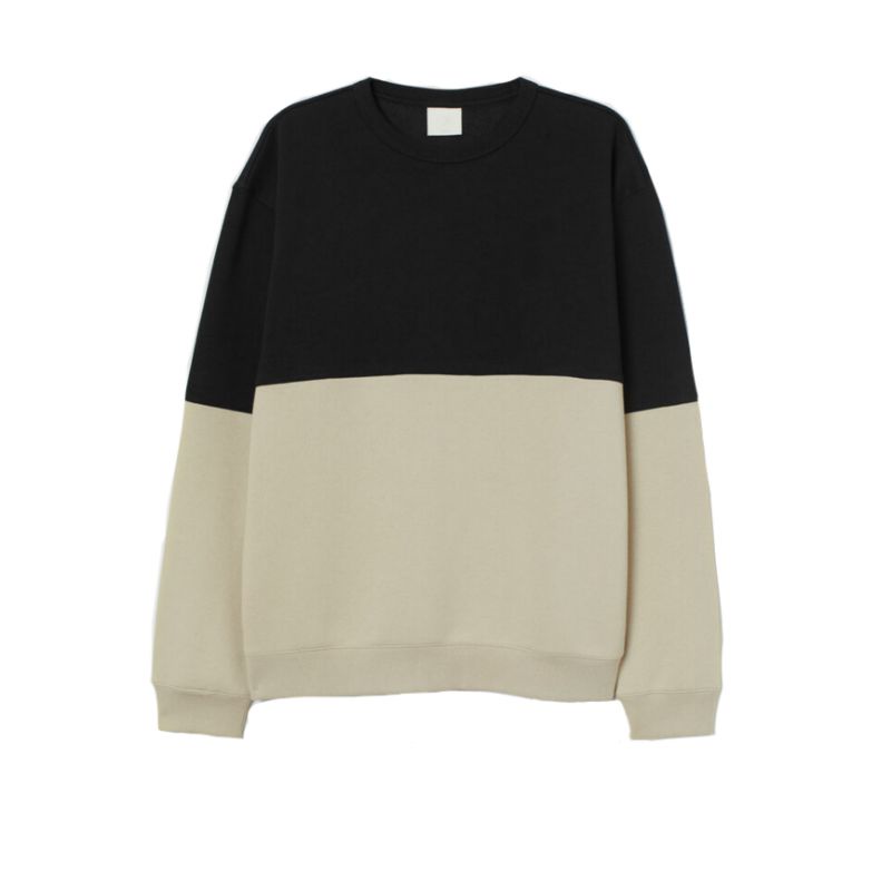 (S - 6XL) Sweater MIX COLOR KOMBINASI 2 WARNA/ 3 WARNA Bigsize Oversize (BISA CUSTOM) Crewneck Jumbo Harajuku Street Style Beige Khaki Cream Black hnm Two Tone Unisex