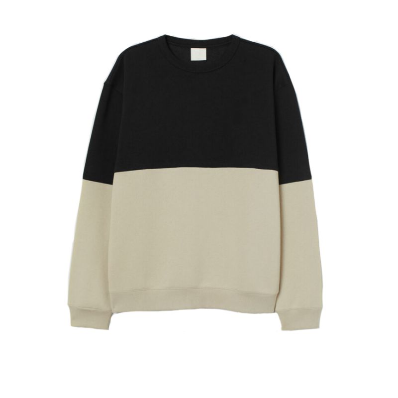 (S - 6XL) Sweater MIX COLOR KOMBINASI 2 WARNA/ 3 WARNA Bigsize Oversize (BISA CUSTOM) Crewneck Jumbo Harajuku Street Style Beige Khaki Cream Black hnm Two Tone Unisex