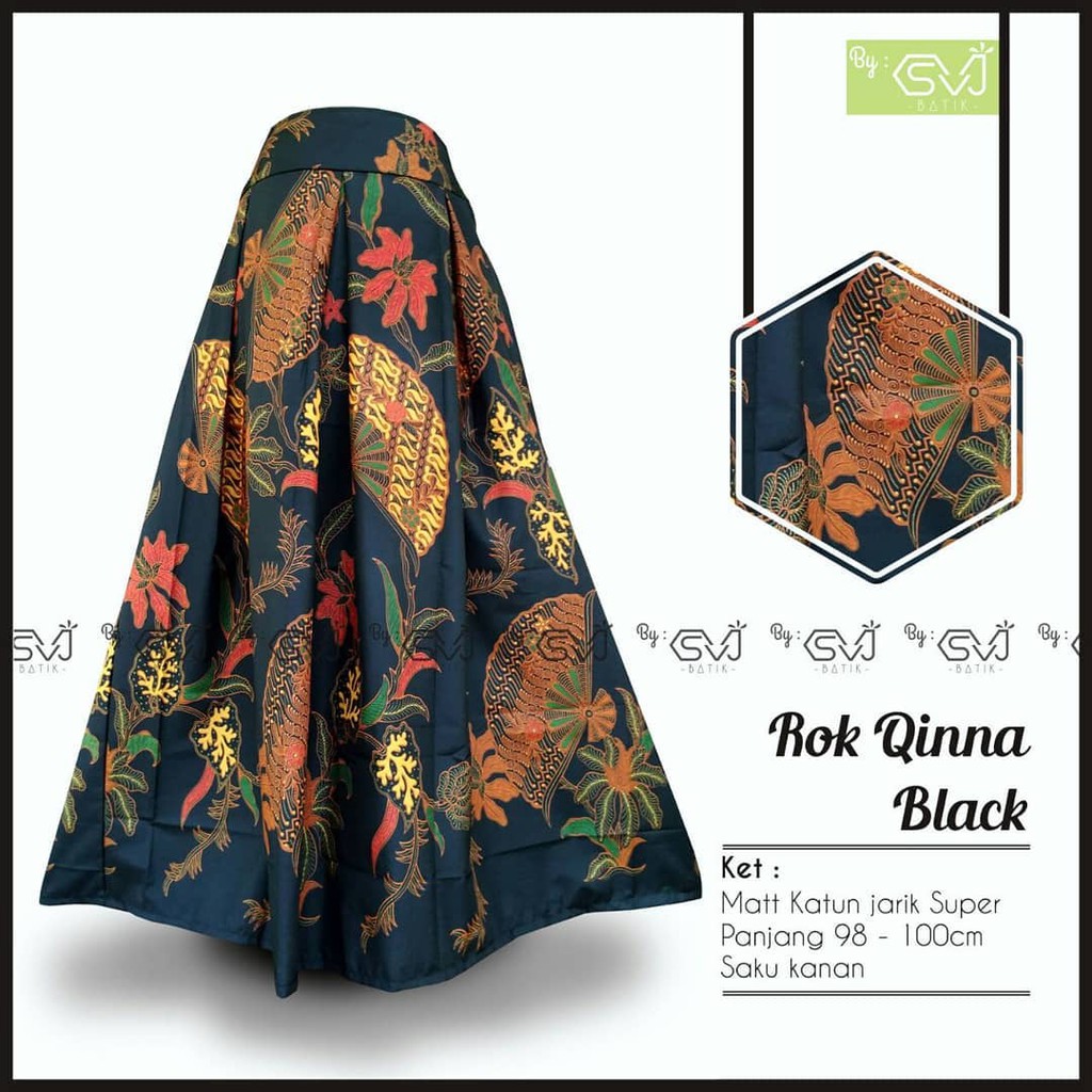 Rok Batik original Pekalongan garansi harga termurah Rok Batik Modern klok Bawahan Batik Ori By SVJ-rok Qinna black