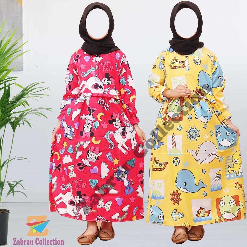 Pilih Warna Gamis Anak Karakter Zabran 5 Sampai 10 Tahun/COD bayar Di tempat