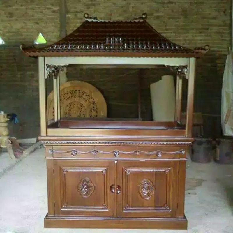 meja bufet bifet aquarium akuarium ukir minimalis mebel meubel furnitur asli jepara murah terkini