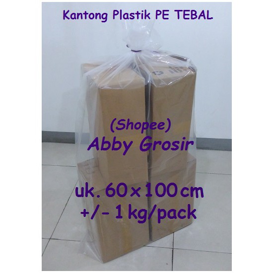 Jual Kantong Plastik Bening Besar 60x100 Cm Pe Tebal Kantong Sampah 60 X 100 Cm Putih 4588