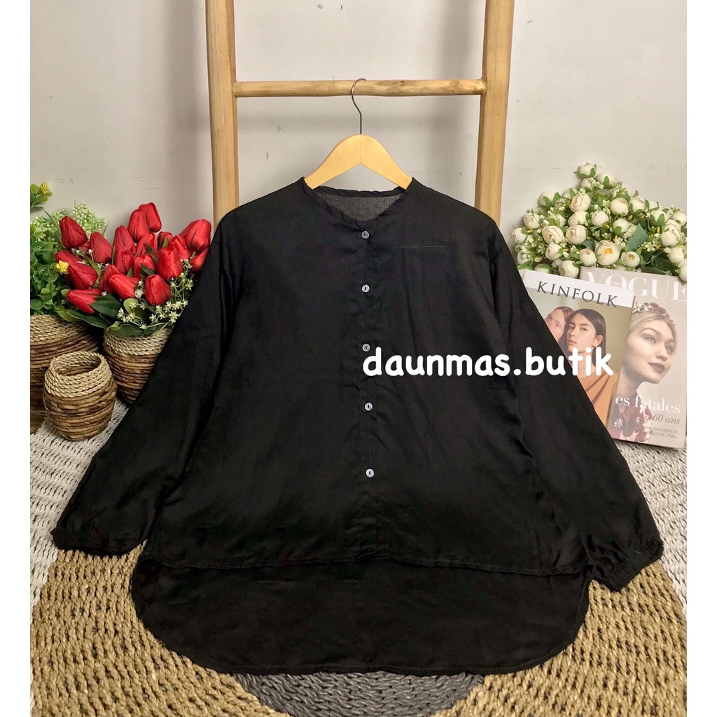 1KG MUAT 5PCS | LOISE BLOUSE BALONA RAYON JUMBO PINGUIN BLOUSE VISCOSE PREMIUM HITS OOTD SELEBGRAM-LOISE BLACK