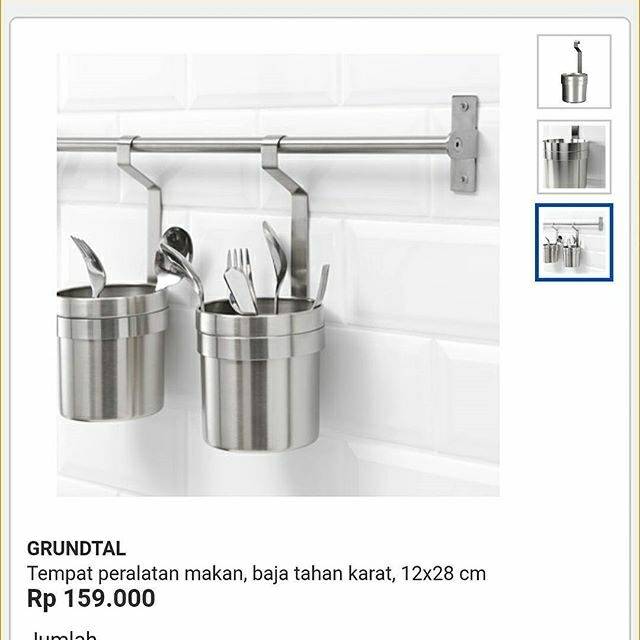 Tempat sendok dapur gantungan rel ikea grundtal