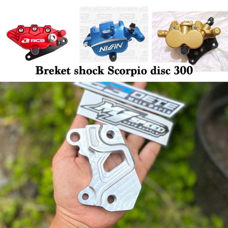 Breket kaliper CNC PNP shock scorpio disc 300mm untuk kaliper RCB / Nissin samurai 2p / kaliper stan