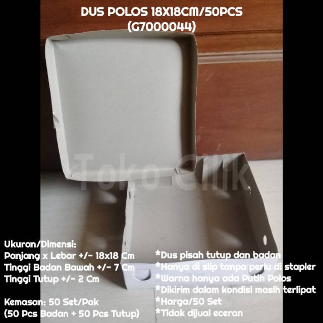 

Dus tpsm 18×18cm polos box kemasan nasi makanan katering snack jajanan