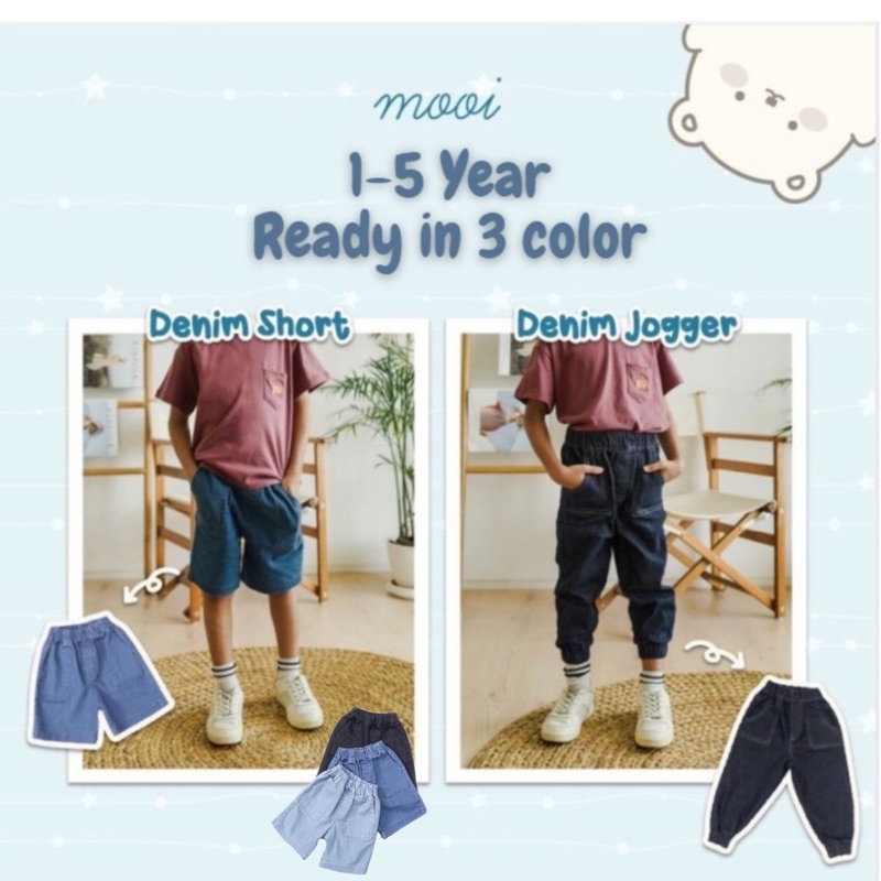 Mooi Celana Panjang / Pendek Jeans Denim Anak Jogger and Short CBKS