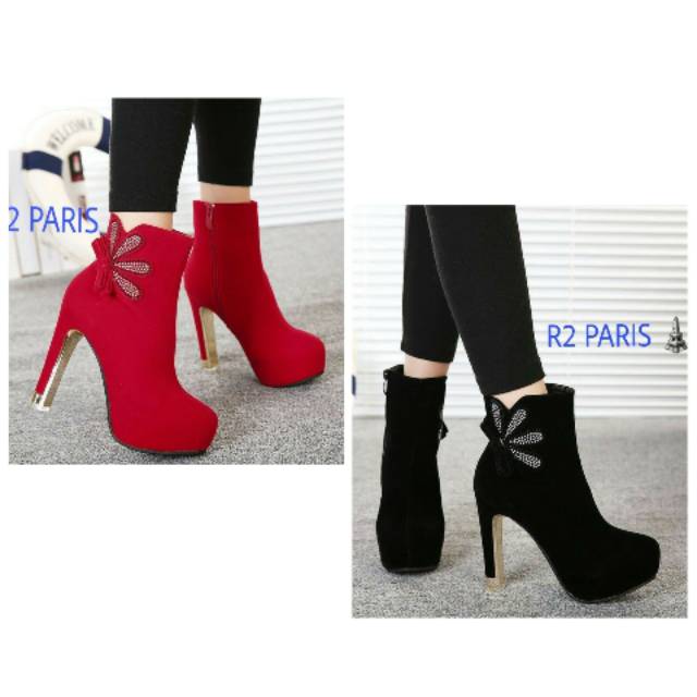 Sepatu boots heels R2 80275,sepatu cewek,sepatu boots,sepatu high heels,sepatu wanita