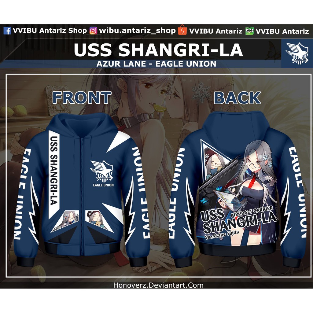 Jaket Hoodie Fullprint Anime Azur Lane USS Shangri-La