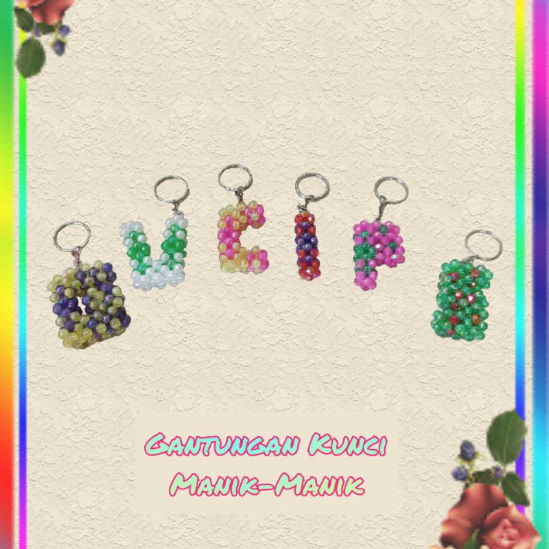 Gantungan Kunci Huruf Manik-Manik Handmade