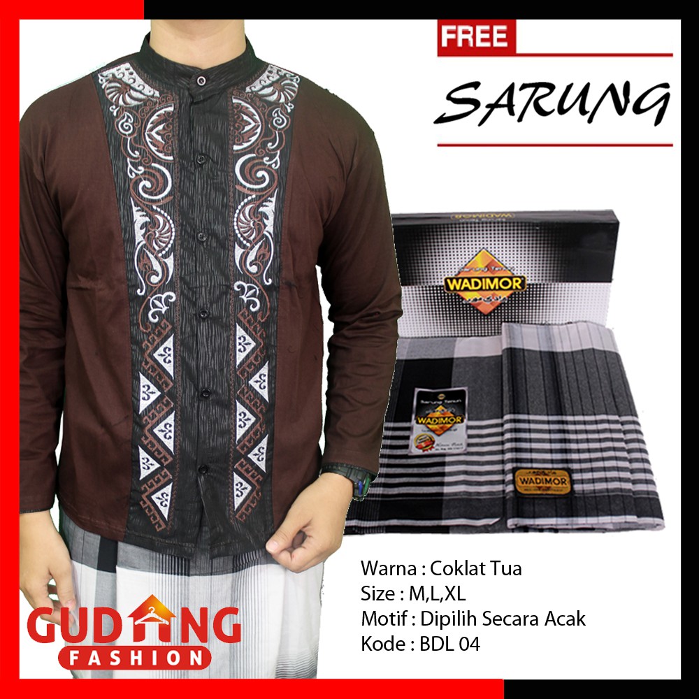 Muslimin Pria Baju Koko Lengan Panjang Plus Free Sarung - BDL (COMB)