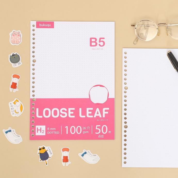 

HVS Loose Leaf B5 (DOTTED) Kertas Binder/ Isi Notes - 50 lbr