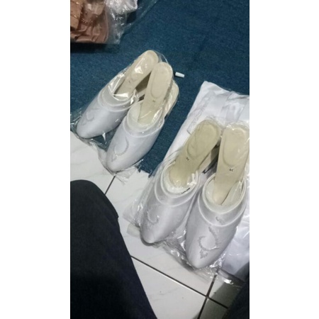 Selop pengantin set/sepatu pengantin/selop akad motif payet