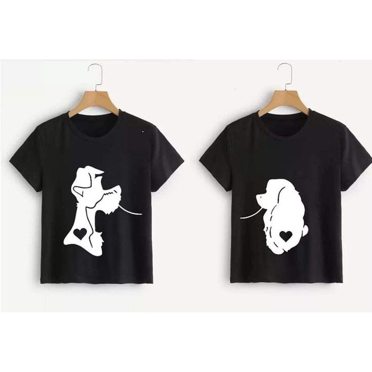 MYSTIQUE.ID-BAJU KAOS COUPLE DOGGY T-SHIRT LUCU DAN AESTHETIC