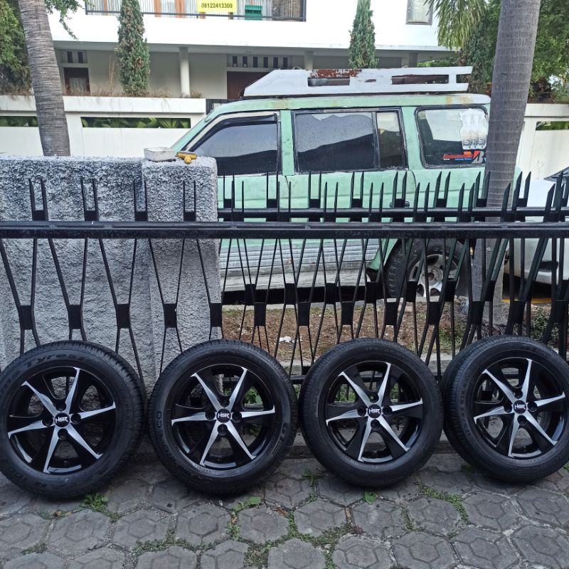 4 velg R14 pcd 100+Ban 175/65 picanto brio vios etios datsun march agya ayla jazz yaris lova kalos aveo karimun picanto