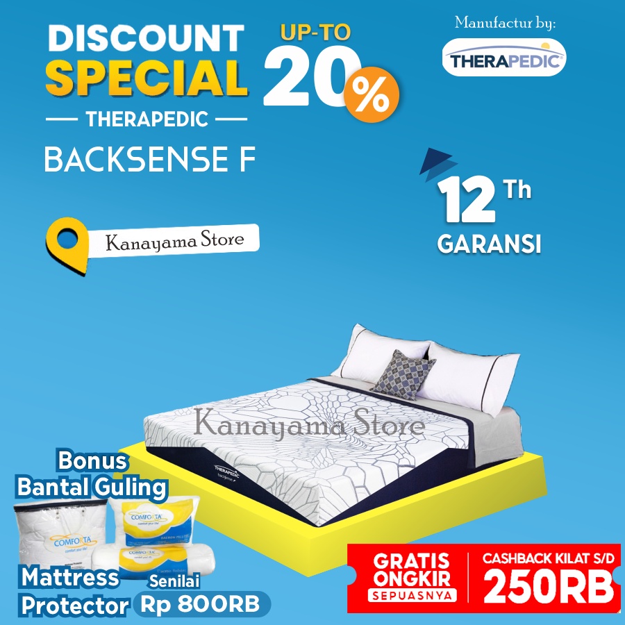 Therapedic Spring Bed Backsense F Latex KASUR 160 180 200 100 x200 - 100*200